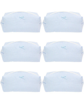 PAZIMIIK Cozy Makeup Bag striped blue front view