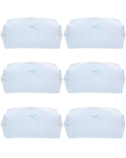 PAZIMIIK Cozy Makeup Bag striped blue front view