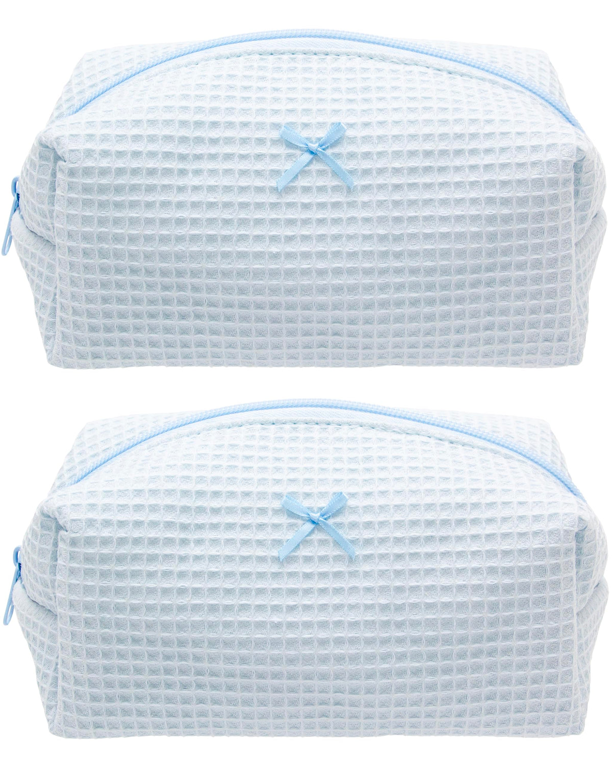 PAZIMIIK Cozy Makeup Bag Waffle Blue front view