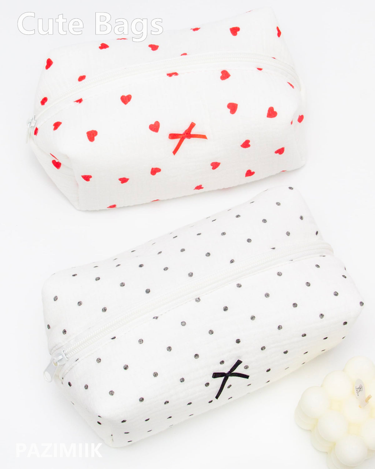 PAZIMIIK Cozy Makeup Bag with seasonal pattern display
