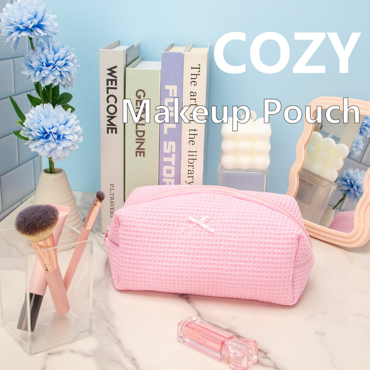 PAZIMIIK Cozy Makeup Bag with structured wide base