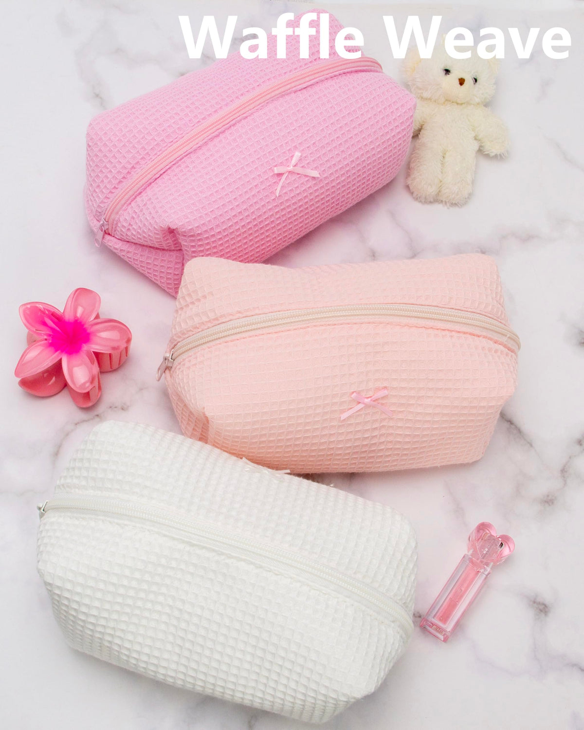 PAZIMIIK Cozy Makeup Bag with toiletries displayed