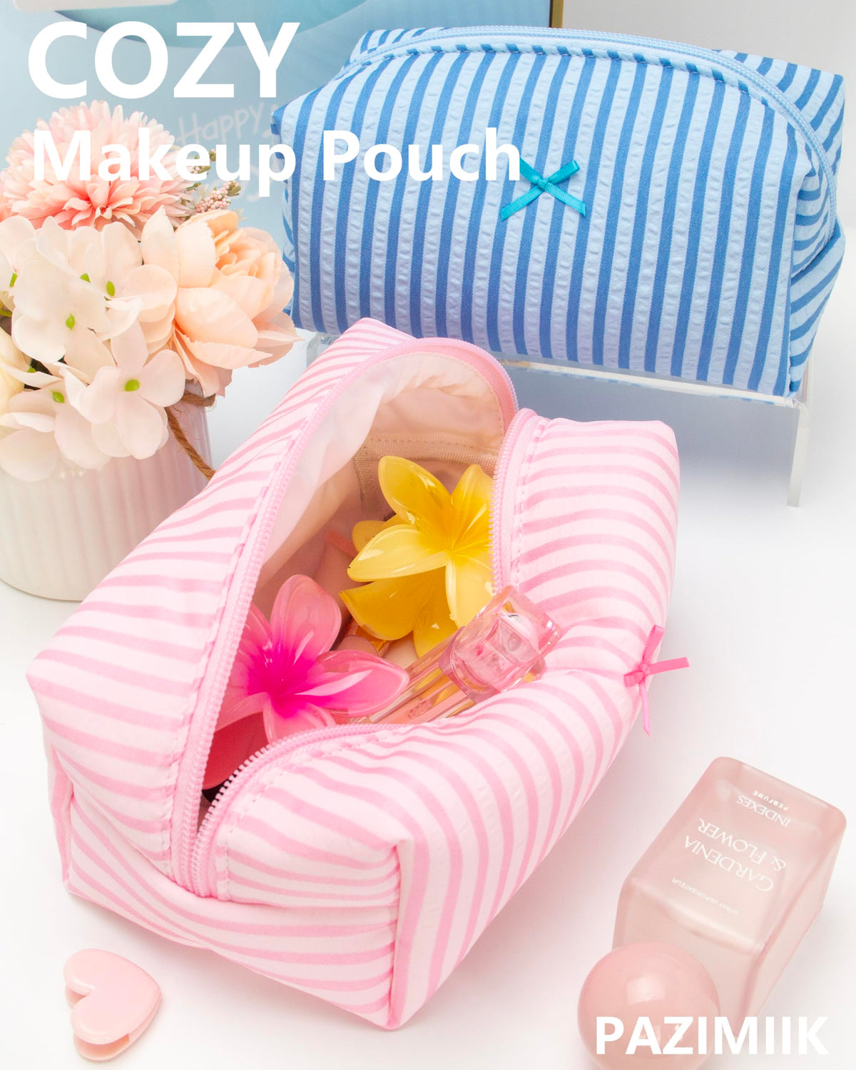 PAZIMIIK Cozy Makeup Bag with toiletries inside