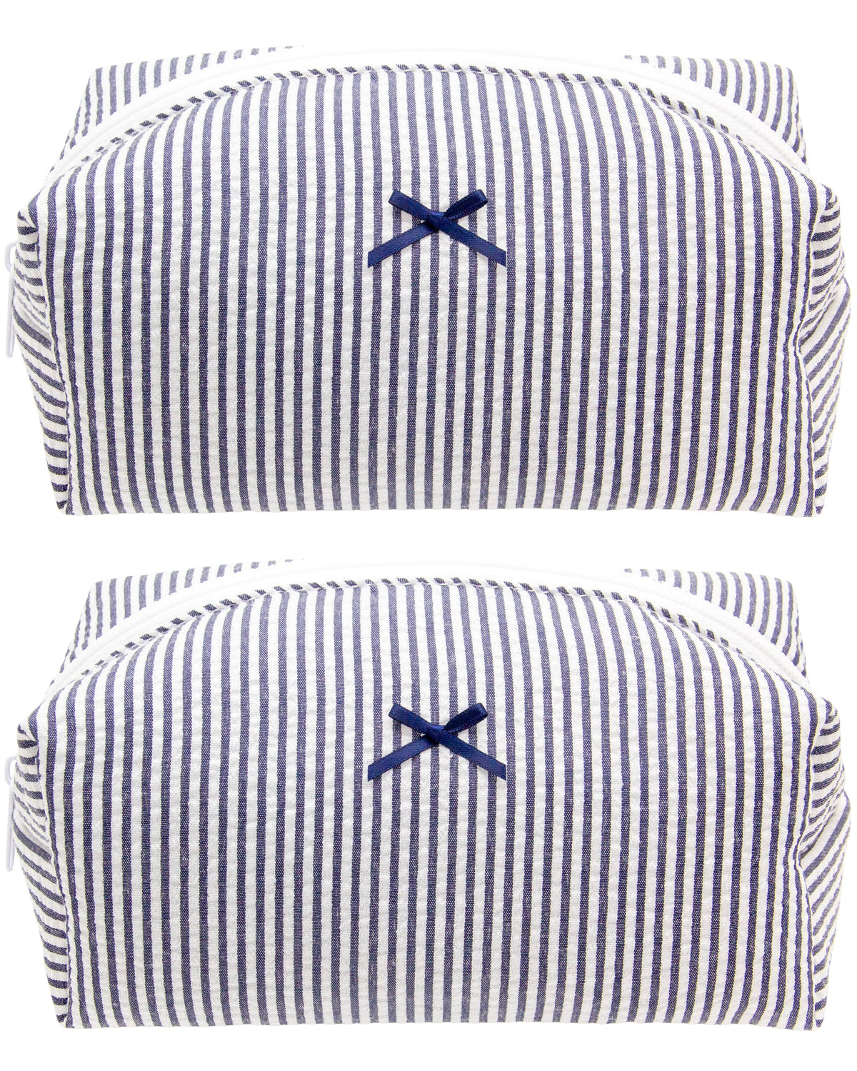 PAZIMIIK navy blue makeup bag front view with zipper