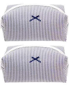 PAZIMIIK navy blue makeup bag front view with zipper