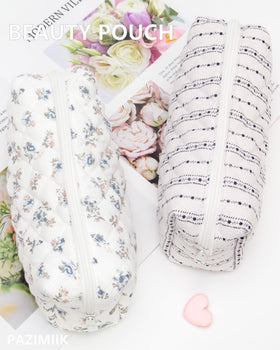 PAZIMIIK Small Quilted Makeup Bag dimensions on packaging