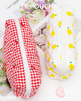 PAZIMIIK Small Quilted Makeup Bag dimensions on packaging
