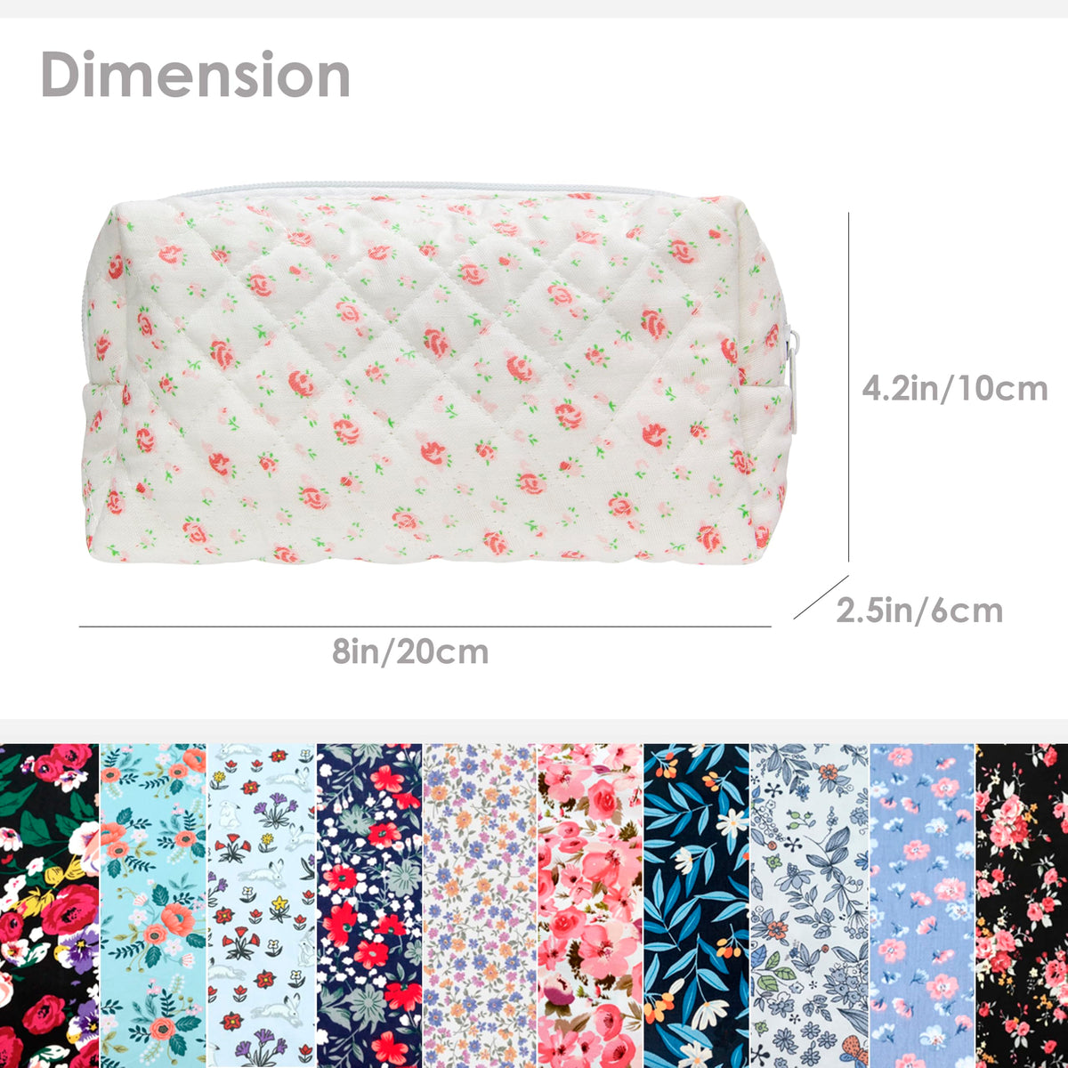 PAZIMIIK Small Quilted Makeup Bag filled with makeup essentials