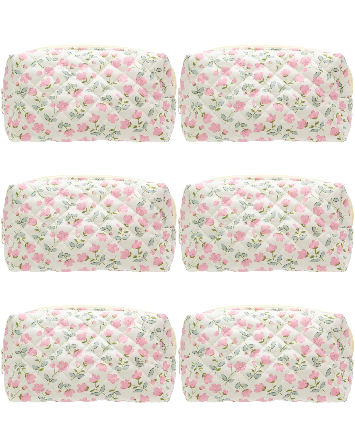 PAZIMIIK small quilted makeup bag floral pink front view
