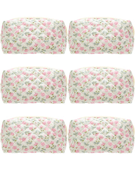 PAZIMIIK small quilted makeup bag floral pink front view