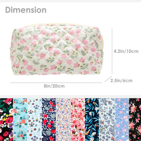 PAZIMIIK small quilted makeup bag floral pink zipper detail