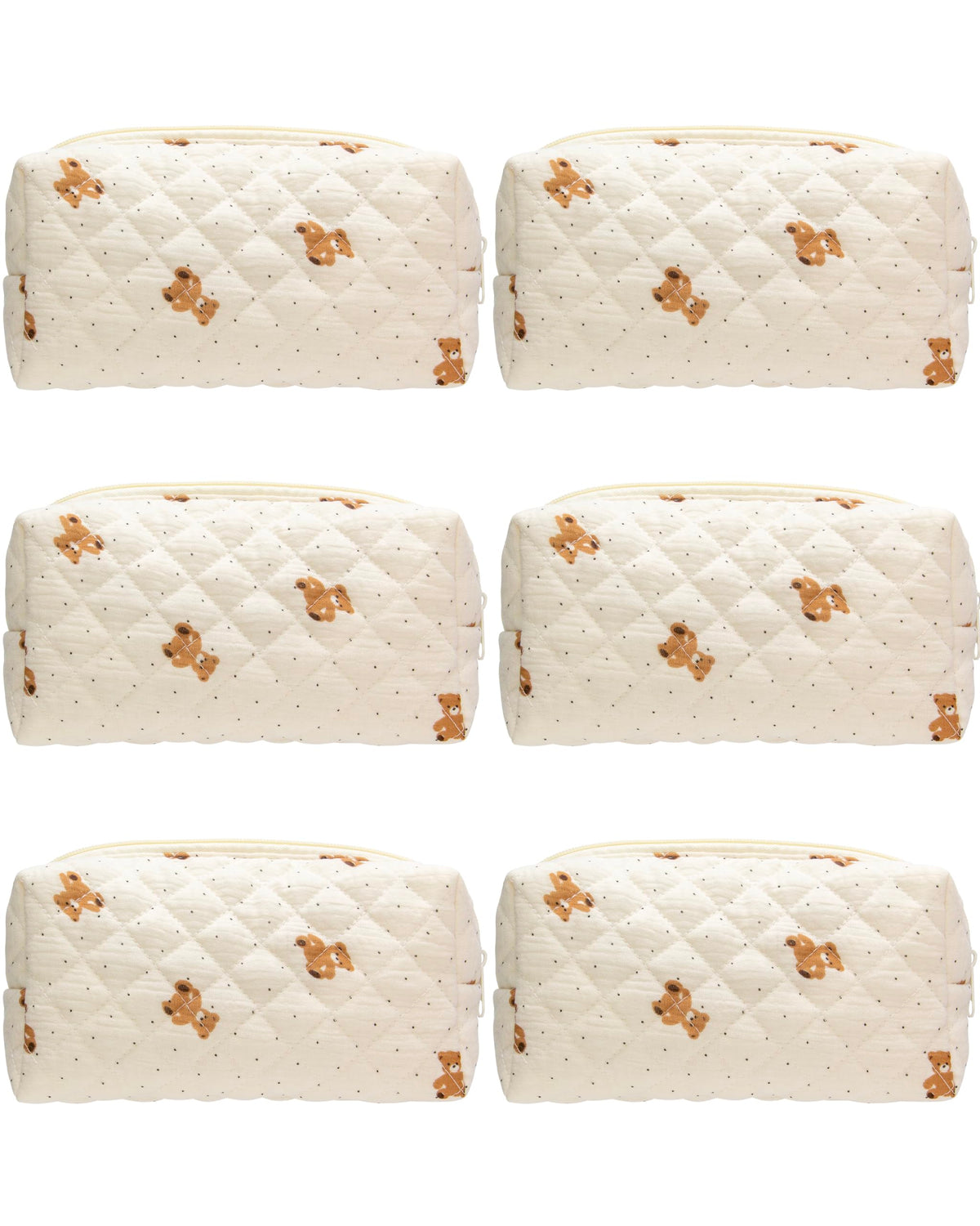 PAZIMIIK Small Quilted Makeup Bag front view with floral pattern