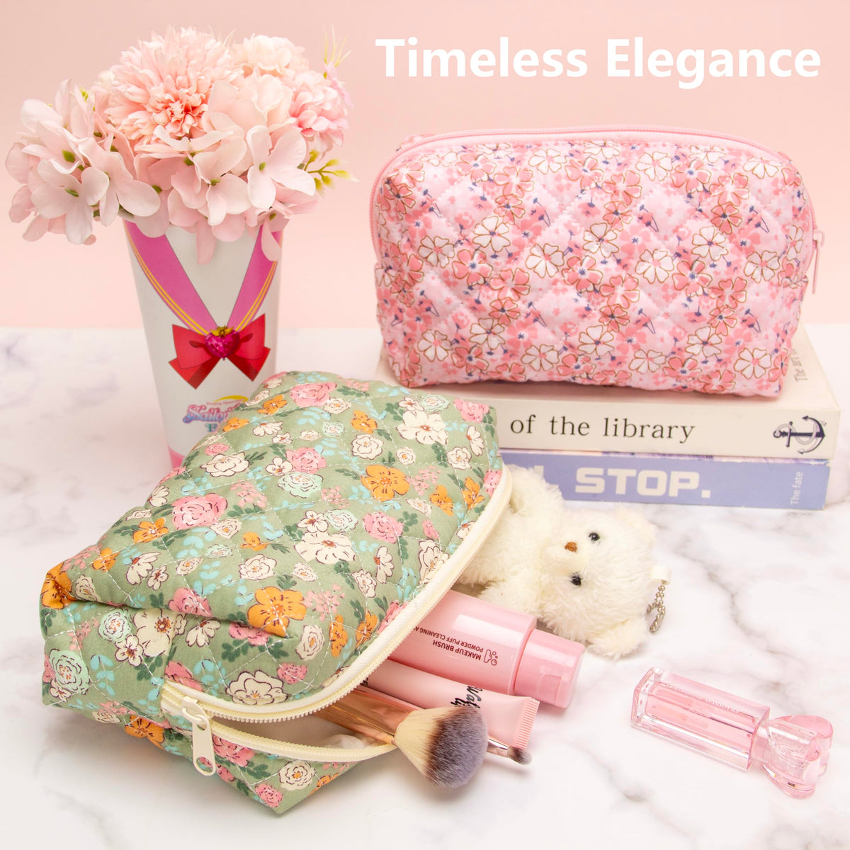 PAZIMIIK Small Quilted Makeup Bag in a handbag