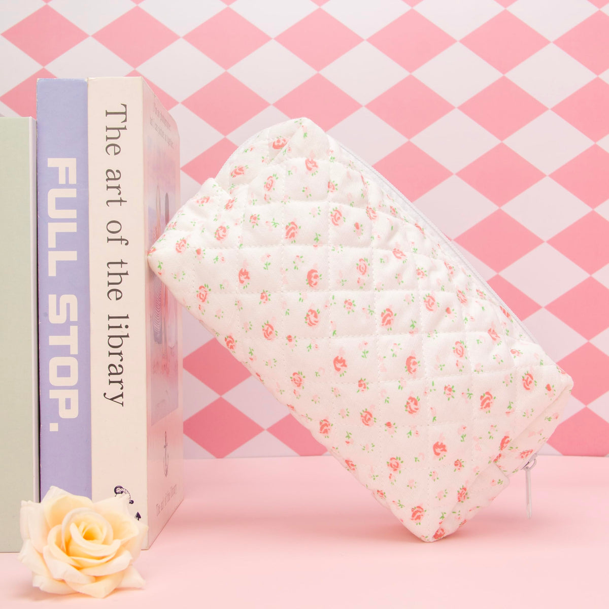 PAZIMIIK Small Quilted Makeup Bag in a handbag for easy carry