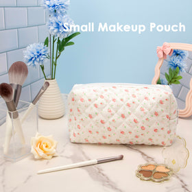 PAZIMIIK Small Quilted Makeup Bag in a travel setting