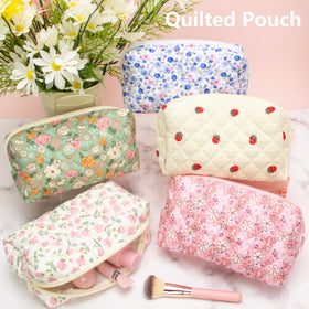 PAZIMIIK Small Quilted Makeup Bag in a travel setting