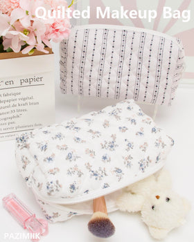 PAZIMIIK Small Quilted Makeup Bag in lifestyle setting