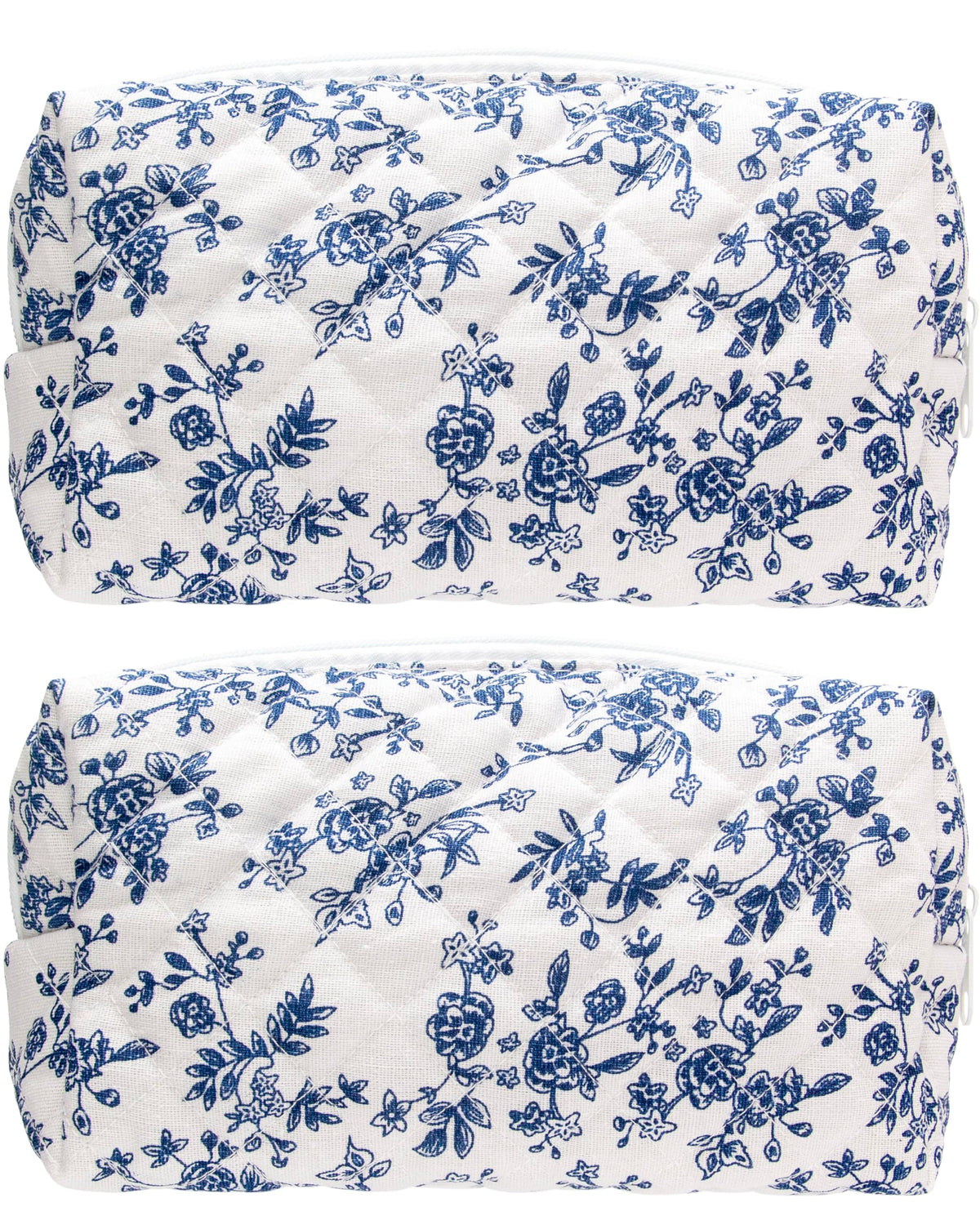 PAZIMIIK Small Quilted Makeup Bag Jouy Blue front view