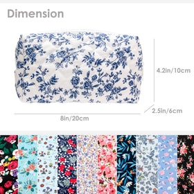 PAZIMIIK Small Quilted Makeup Bag Jouy Blue interior view