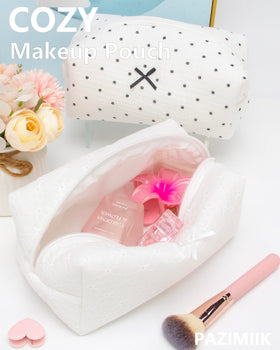 PAZIMIIK soft cotton makeup pouch with embroidery