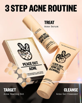PEACE OUT Acne Healing Dots on a model's face