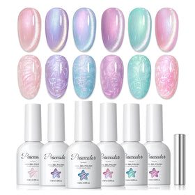 PEACECOLOR Cat Eye Gel Nail Polish Set with 6 colours, front view
