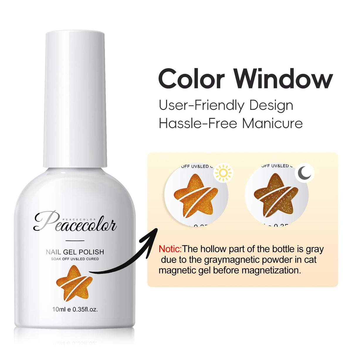 PEACECOLOR Cat Eye Gel Polish in bright yellow colour