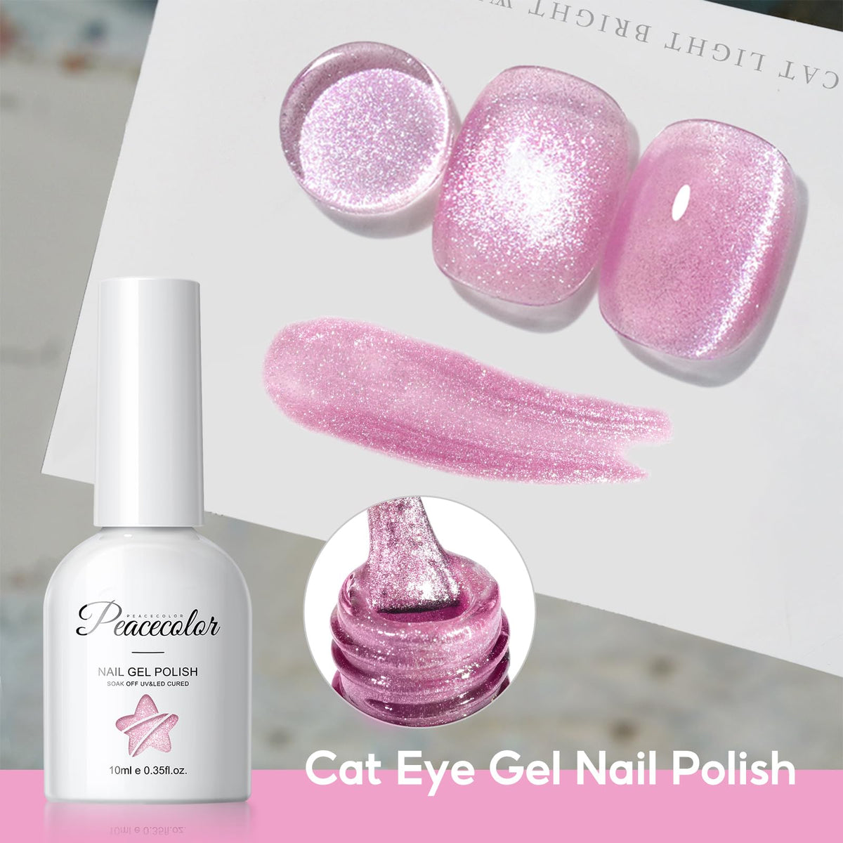 PEACECOLOR cat eye gel polish in rich purple hue