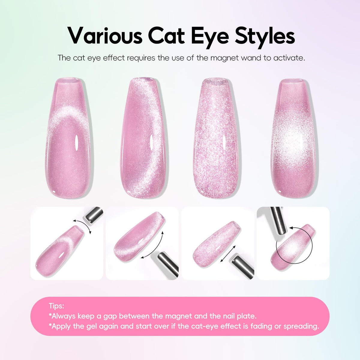 PEACECOLOR cat eye gel polish in soft pink shade