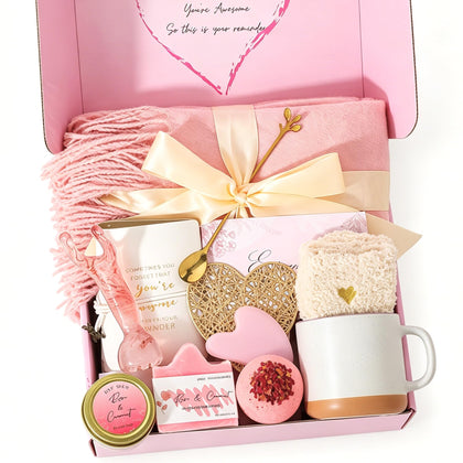 peacoeye Self Care Gift Basket with assorted spa products