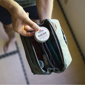 Peak Design Wash Pouch displayed on a bathroom counter