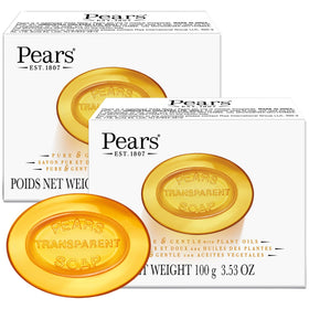 Pears Soap Pure & Gentle 2-Pack transparent amber glycerin soap front view