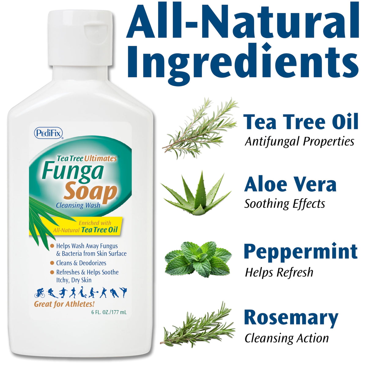 Pedifix FungaSoap Liquid with tea tree oil on a bathroom counter