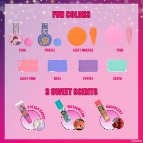 Peelable bubble gum scented nail polishes in purple, pink, and blue
