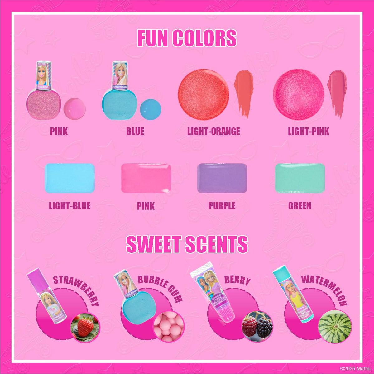 Peelable bubble gum scented nail polishes in various colours