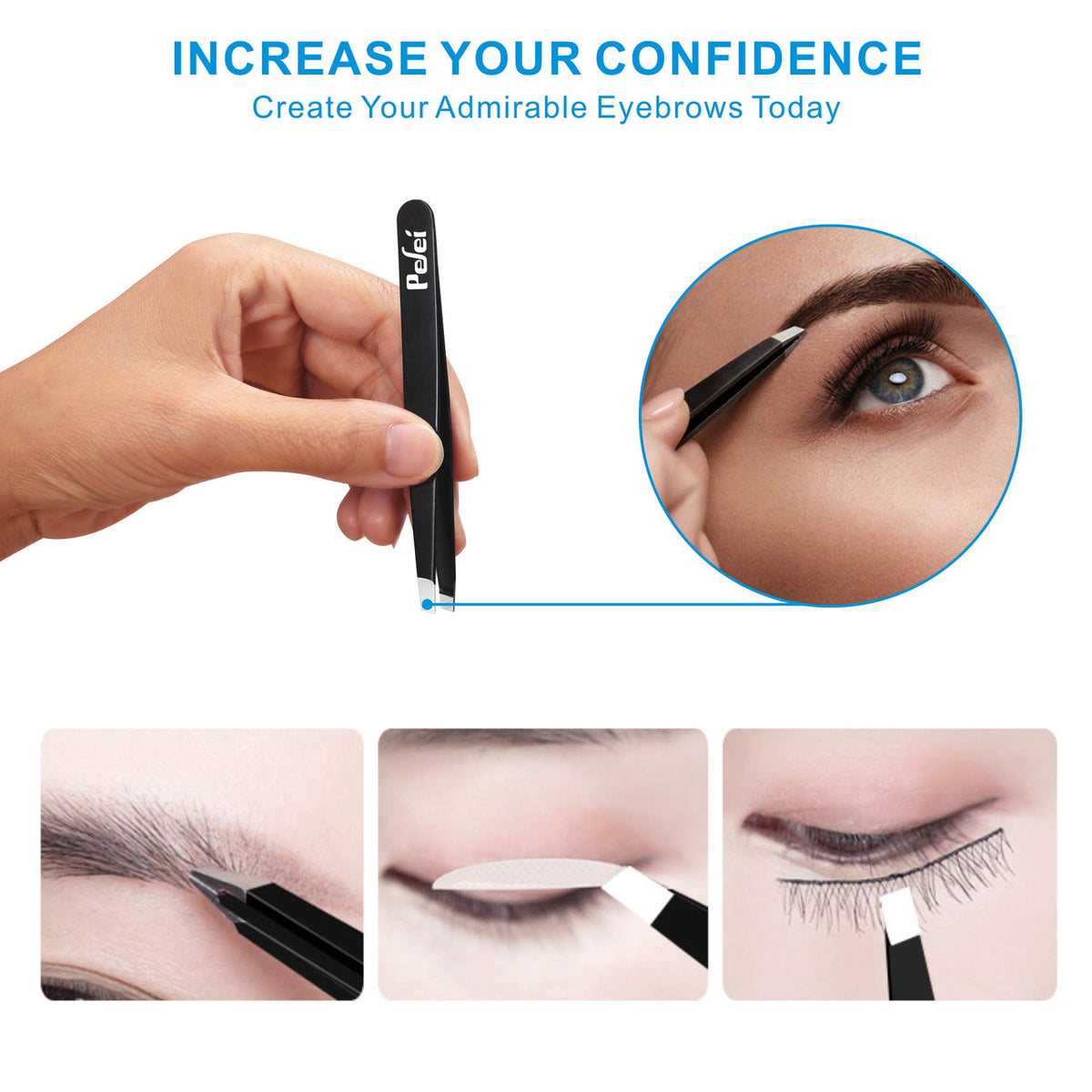 Pefei slant tweezers close-up view