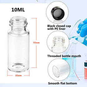 PEKYBIO 10ML clear glass vial side view showing dimensions