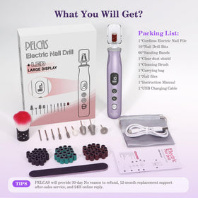 PELCAS Electric Nail Drill in carrying bag for travel