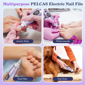 PELCAS Electric Nail Drill with dust shield and cleaning brush