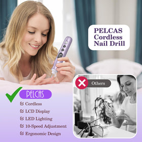 PELCAS Electric Nail Drill with ergonomic design in hand