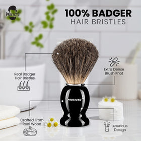 Perfecto Badger Shaving Brush walnut wood handle close-up