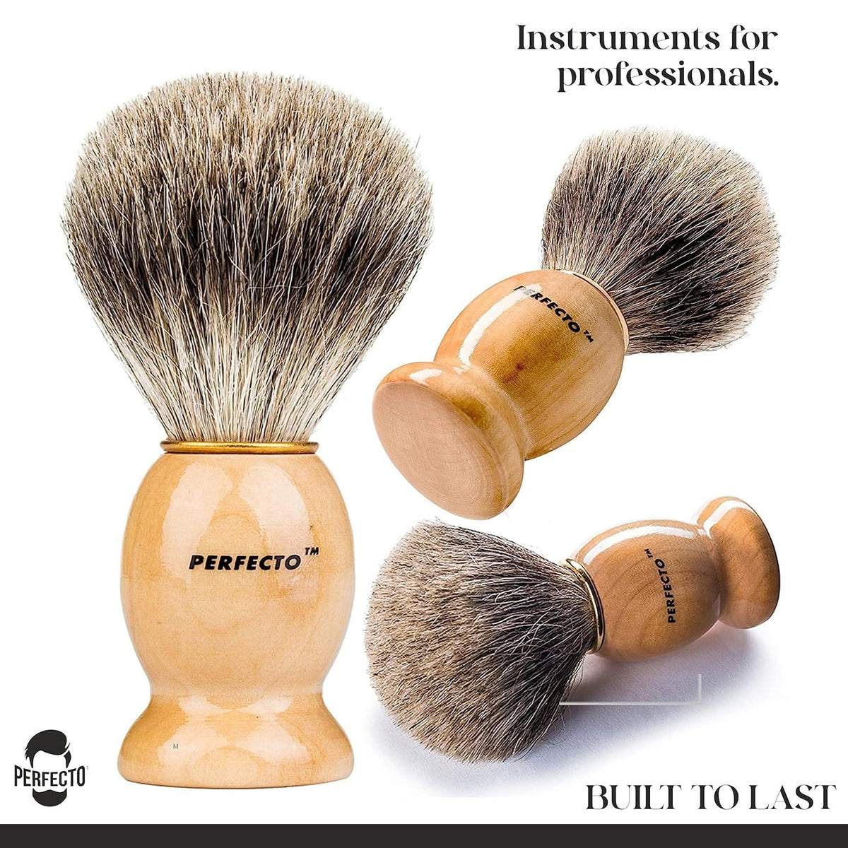 Perfecto Shaving Brush in a grooming setup with shaving cream