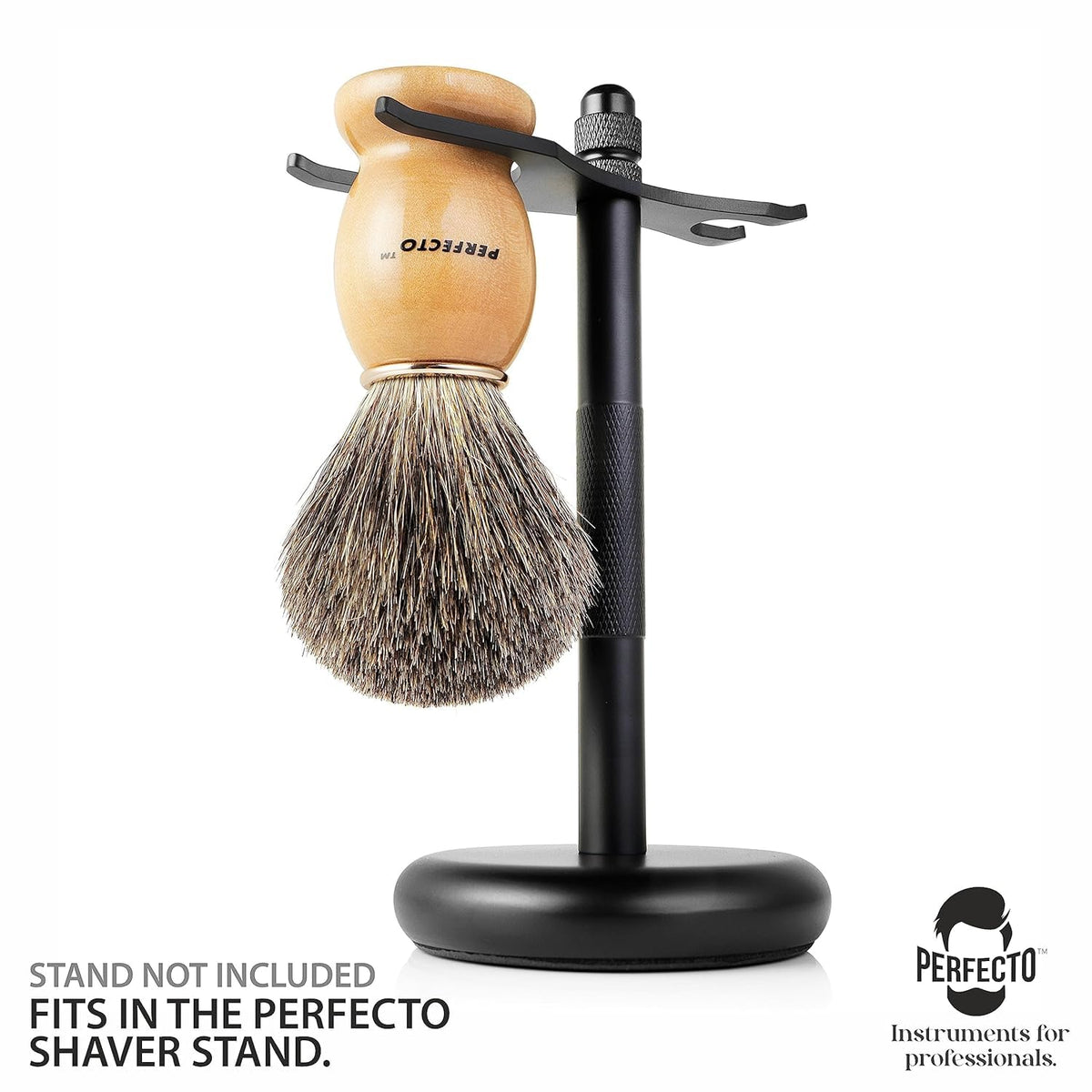Perfecto Shaving Brush side view showcasing ergonomic handle