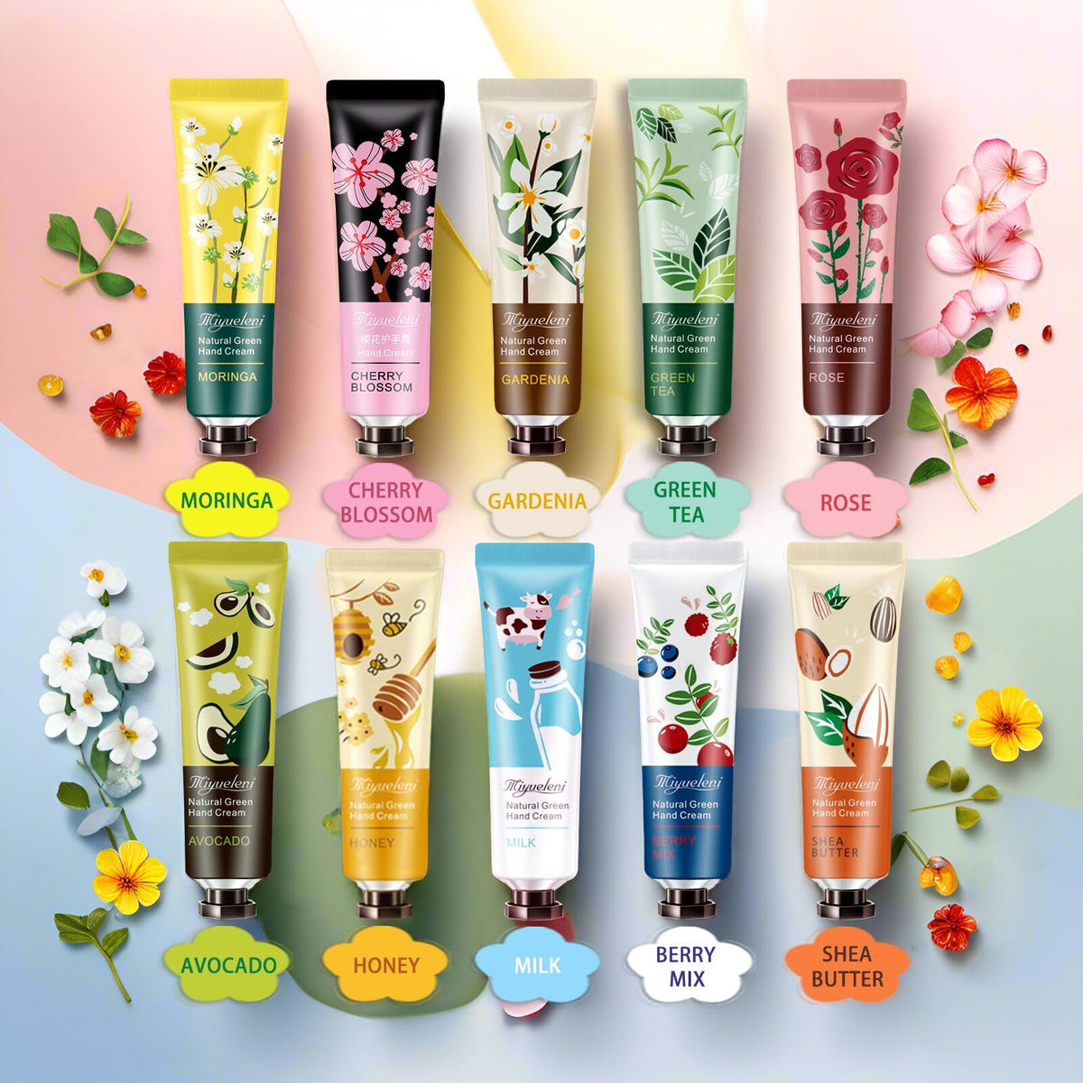 Person applying MIYUELENI hand cream on hands
