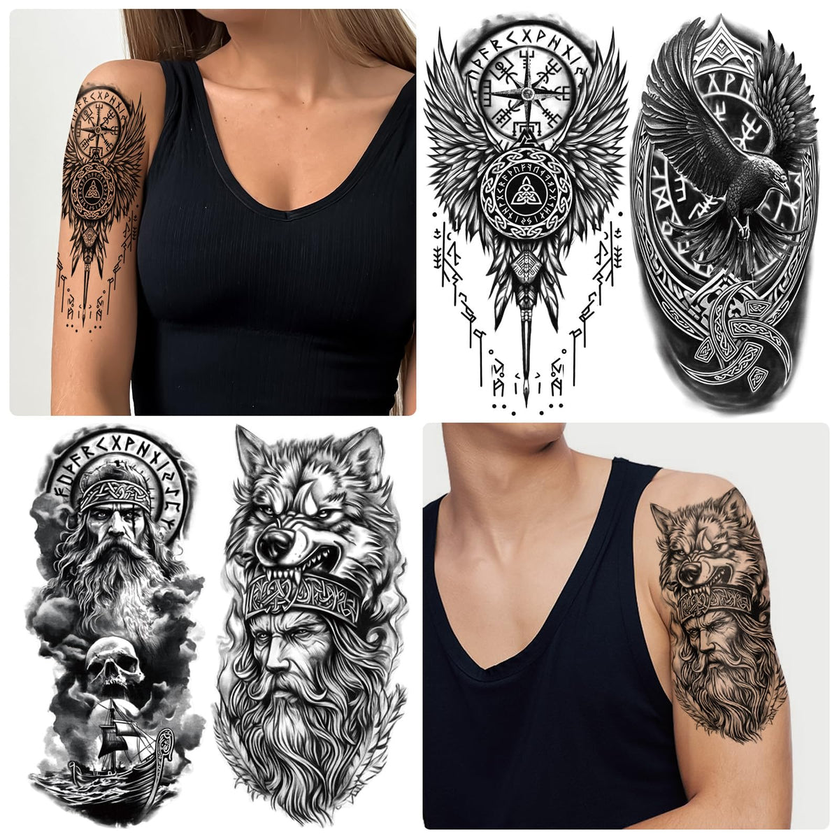 Person applying Yazhiji Viking temporary tattoo on arm
