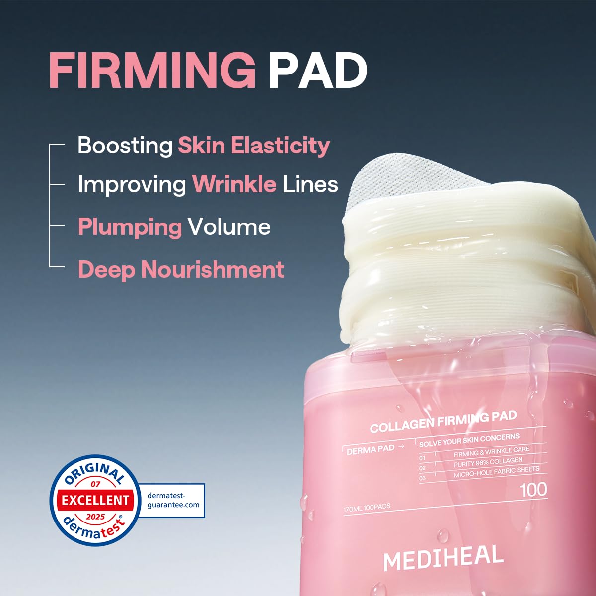 Person using MEDIHEAL Retinol & Peptide Toner Pad on face