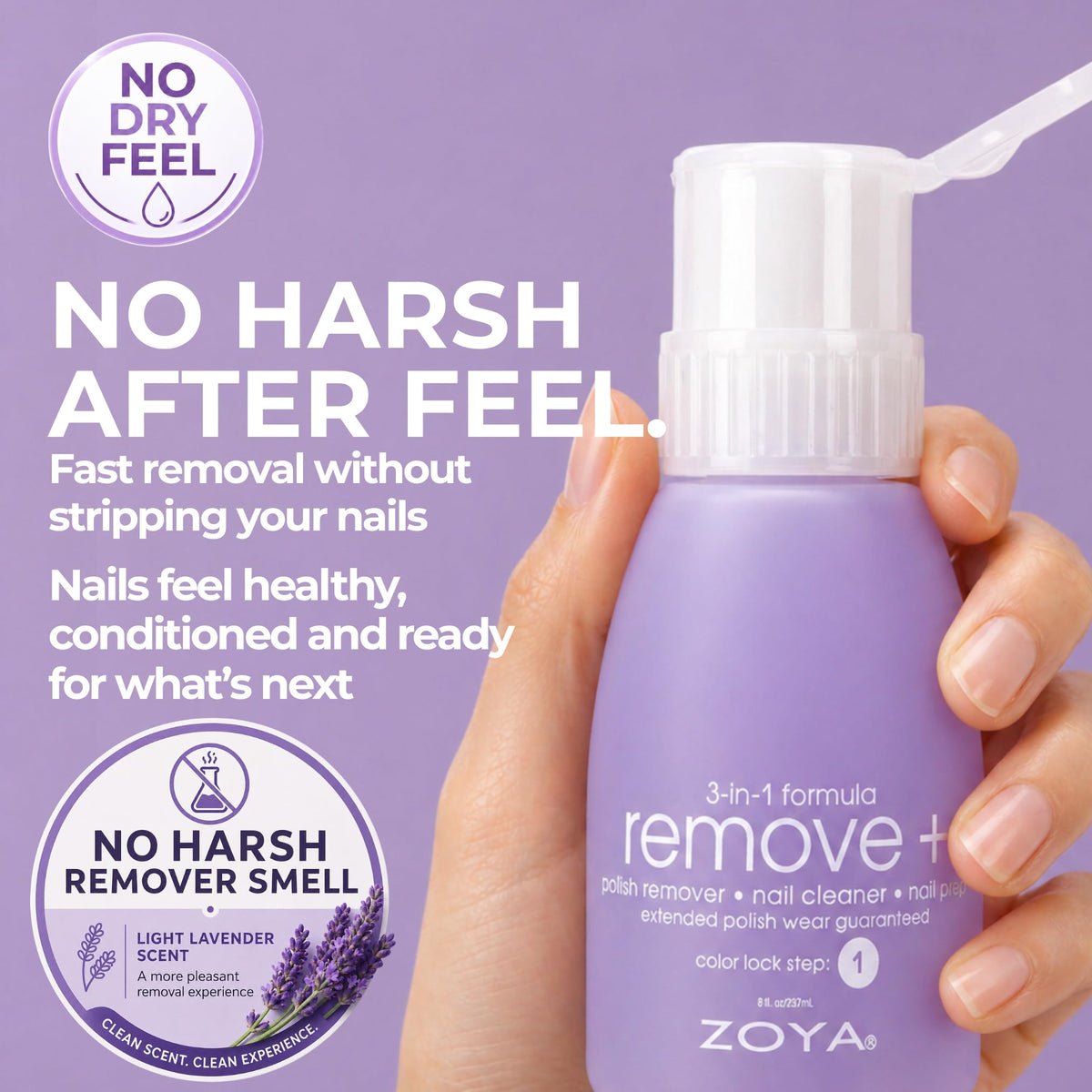 Person using ZOYA Remove Plus Acetone Nail Polish Remover