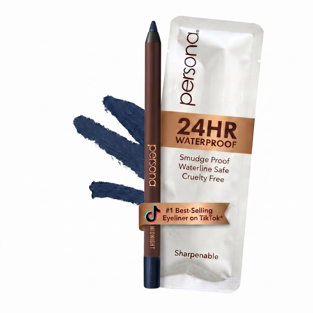 PERSONA 24HR Waterproof Eyeliner Pencil in black, front view