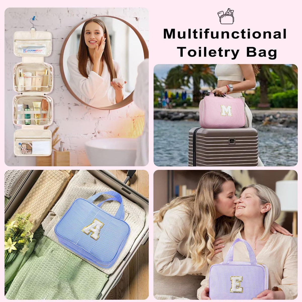 Personalized initial patch on TOPEAST toiletry bag
