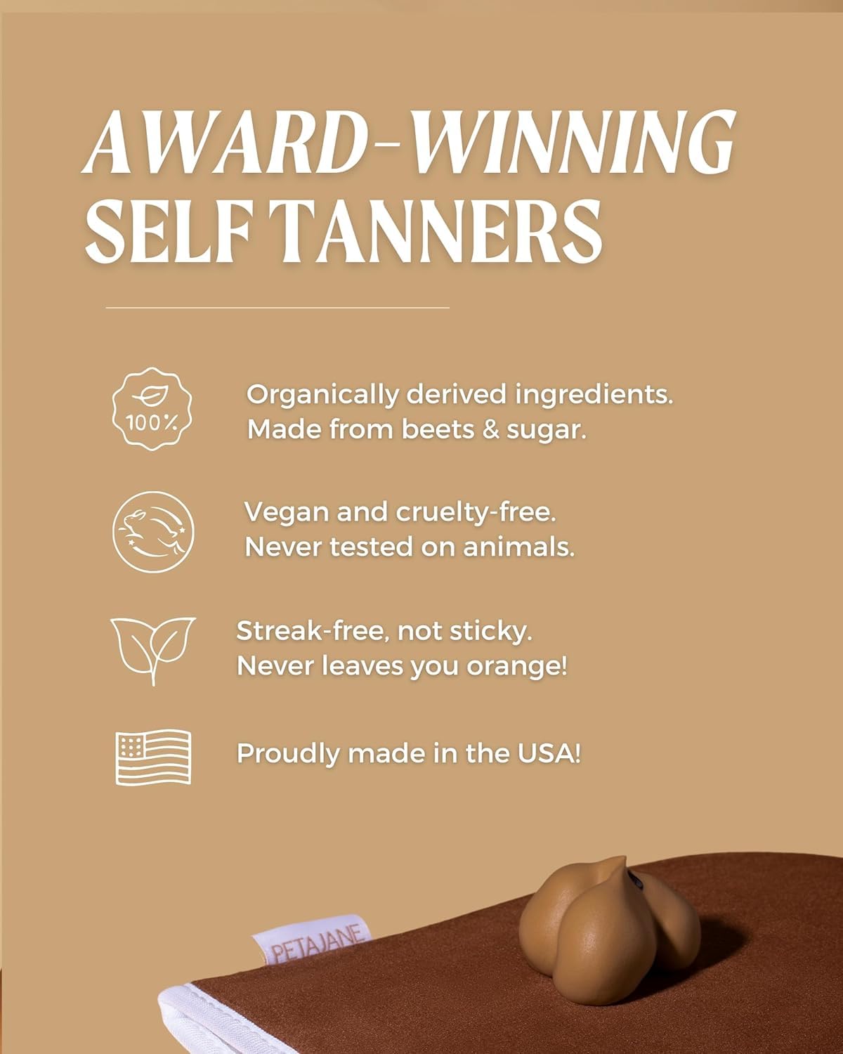 Peta Jane Dark Tanning Mousse in a bathroom setting